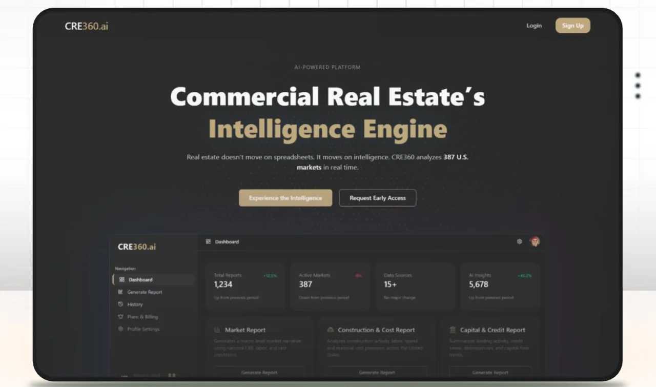 CRE360.ai landing page
